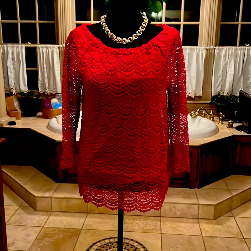 NWT Red Lace Talbots RSVP Blouse